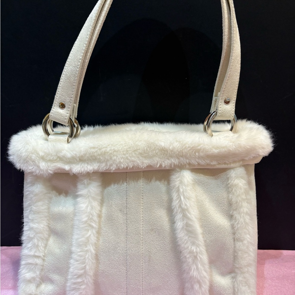 Elegant White Faux Fur Women's Bag